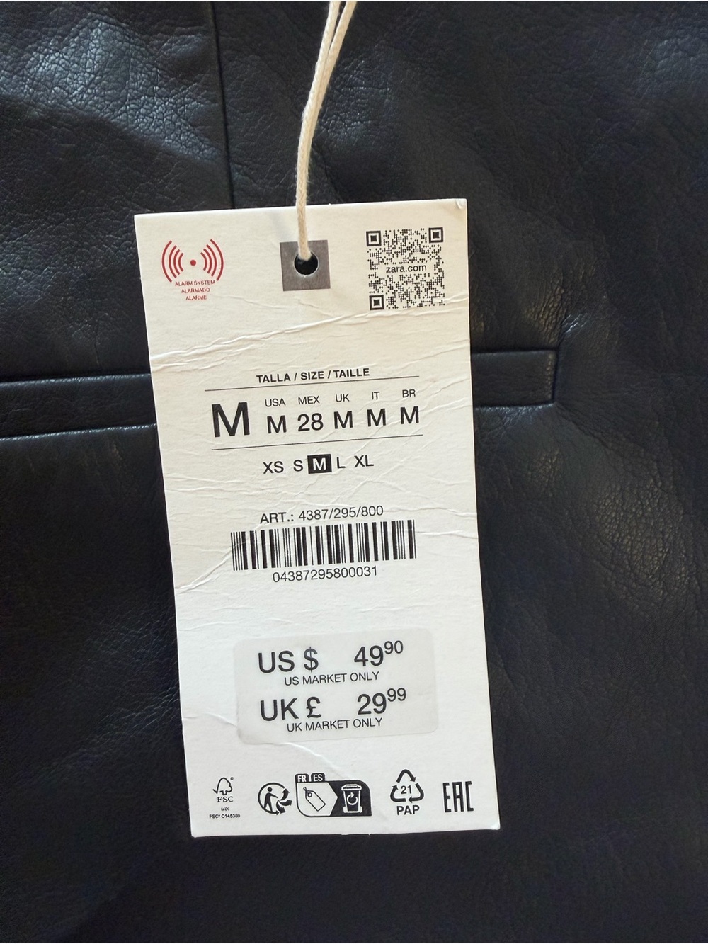 Zara black Faux Leather Draped Mini Skort - Picture 3 of 3